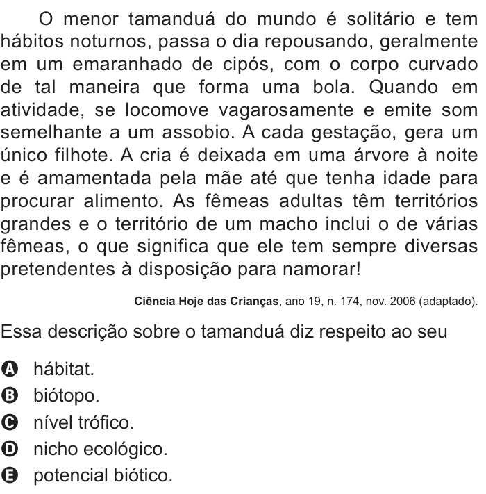 Questão 68 no caderno Azul do ENEM 2012