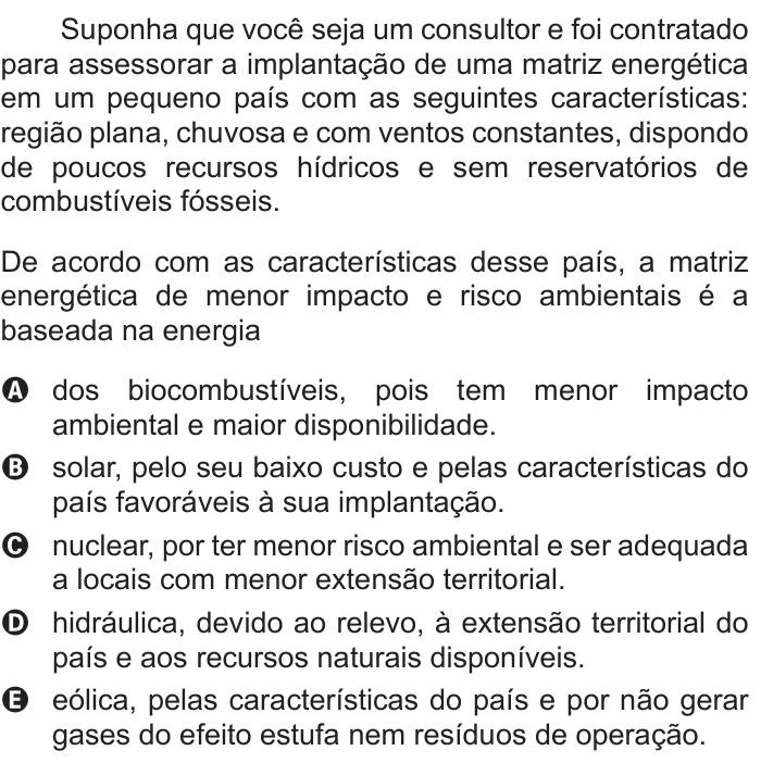 Questão 71 no caderno Azul do ENEM 2012