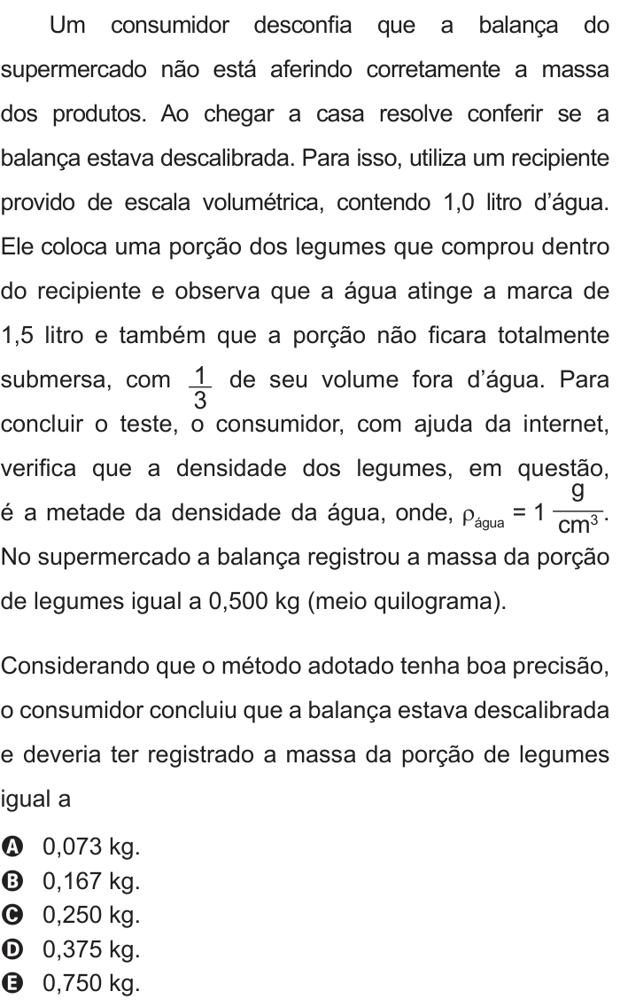 Questão 77 no caderno Azul do ENEM 2012