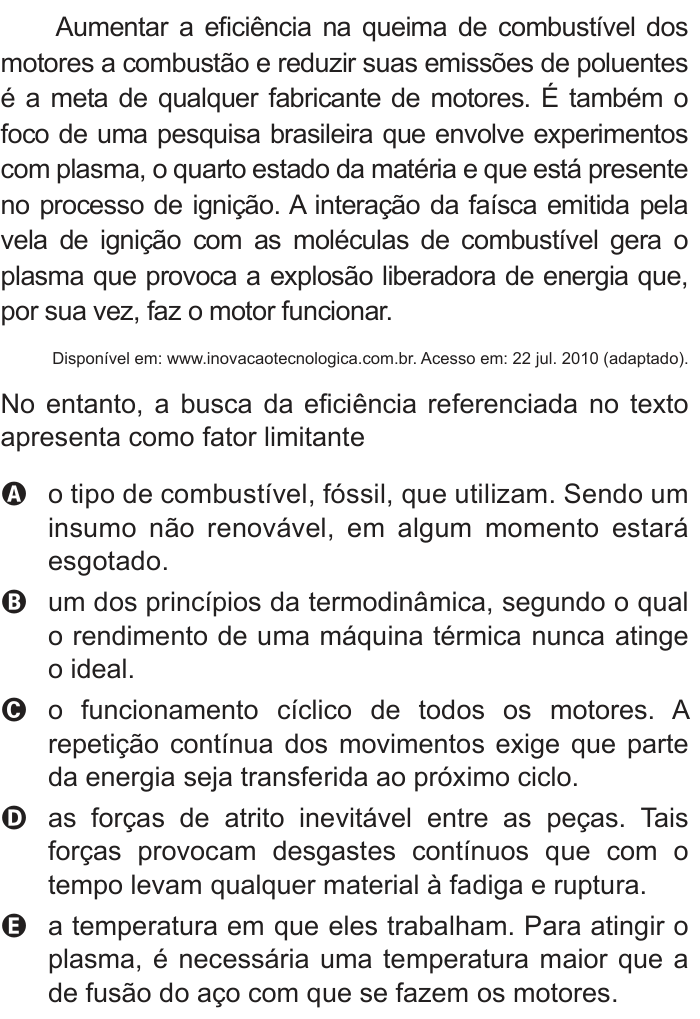 Questão 83 no caderno Azul do ENEM 2012