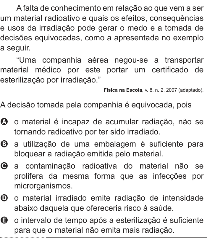 Questão 84 no caderno Azul do ENEM 2012