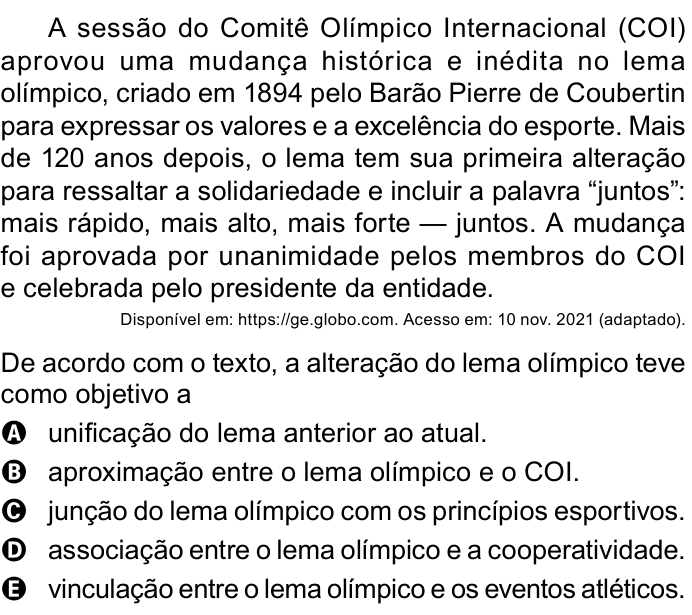 Questão 6 no caderno Azul do ENEM 2023