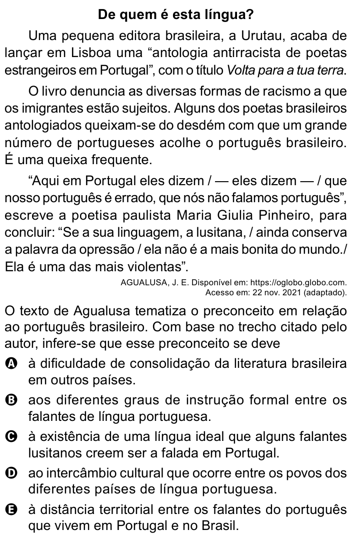 Questão 8 no caderno Azul do ENEM 2023