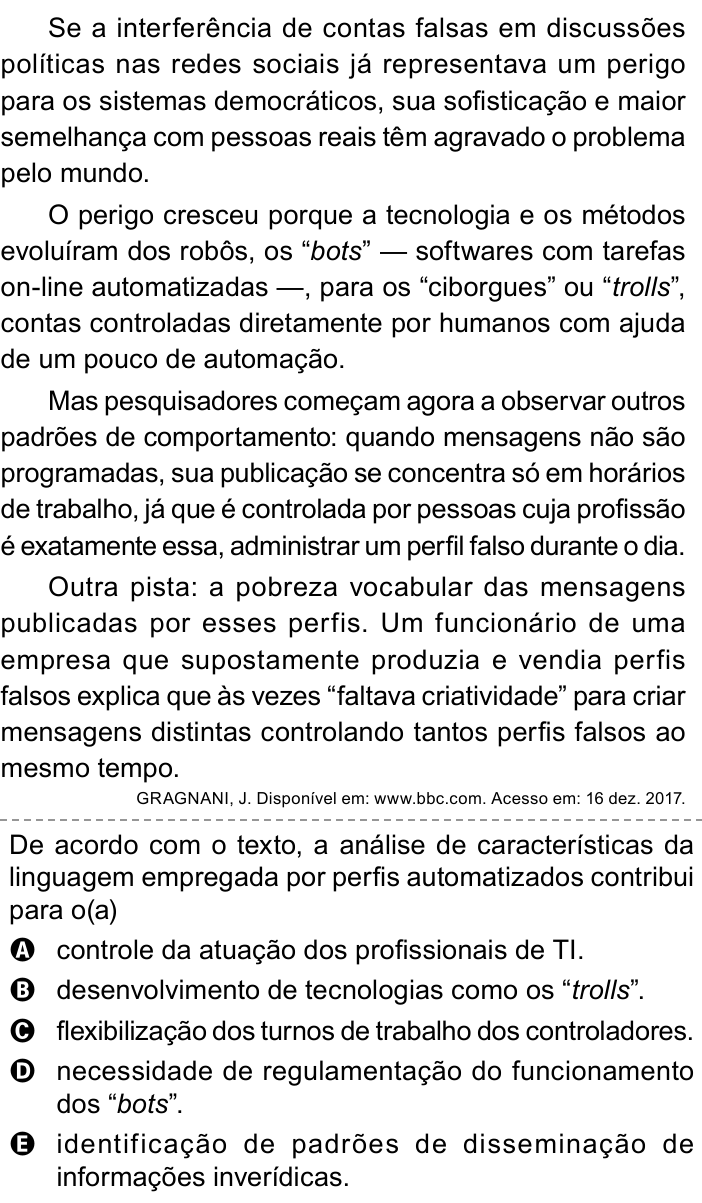 Questão 10 no caderno Azul do ENEM 2023