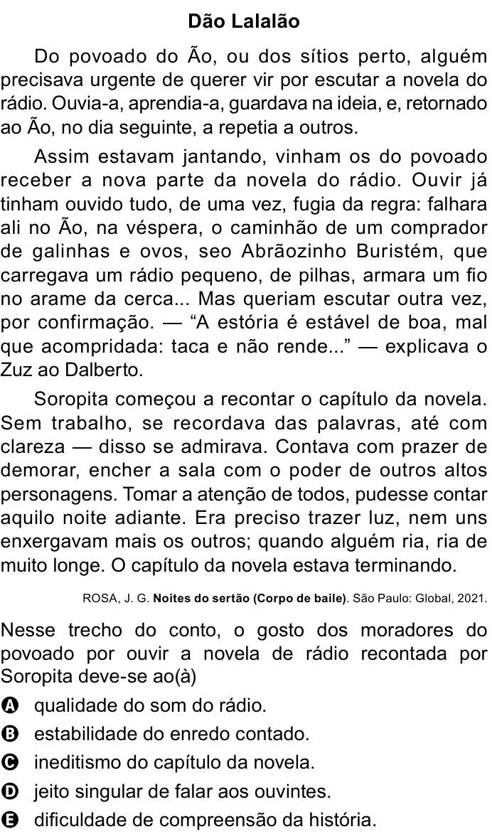 Questão 14 no caderno Azul do ENEM 2023