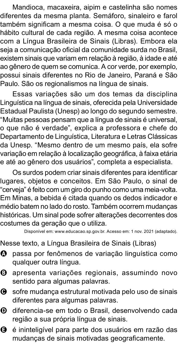 Questão 16 no caderno Azul do ENEM 2023