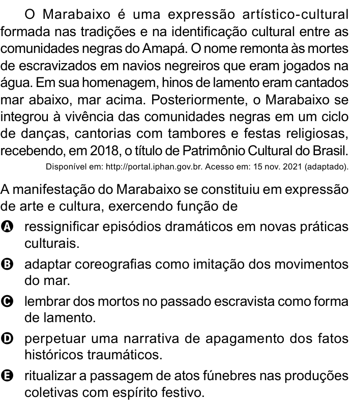 Questão 36 no caderno Azul do ENEM 2023
