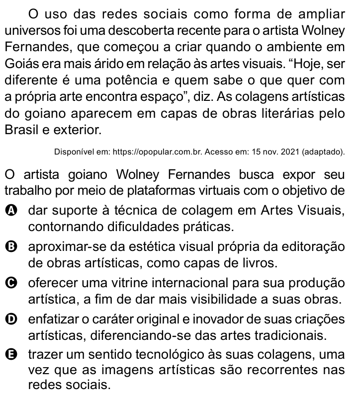 Questão 37 no caderno Azul do ENEM 2023