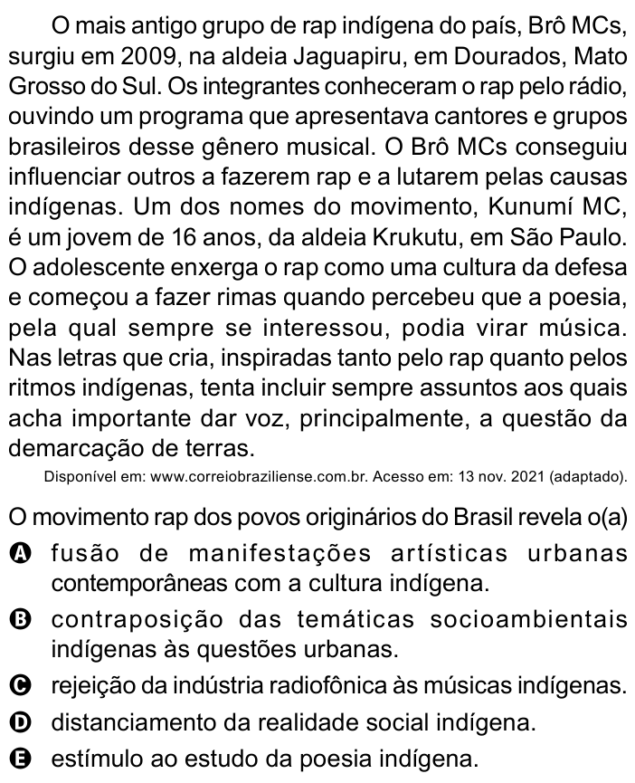 Questão 38 no caderno Azul do ENEM 2023