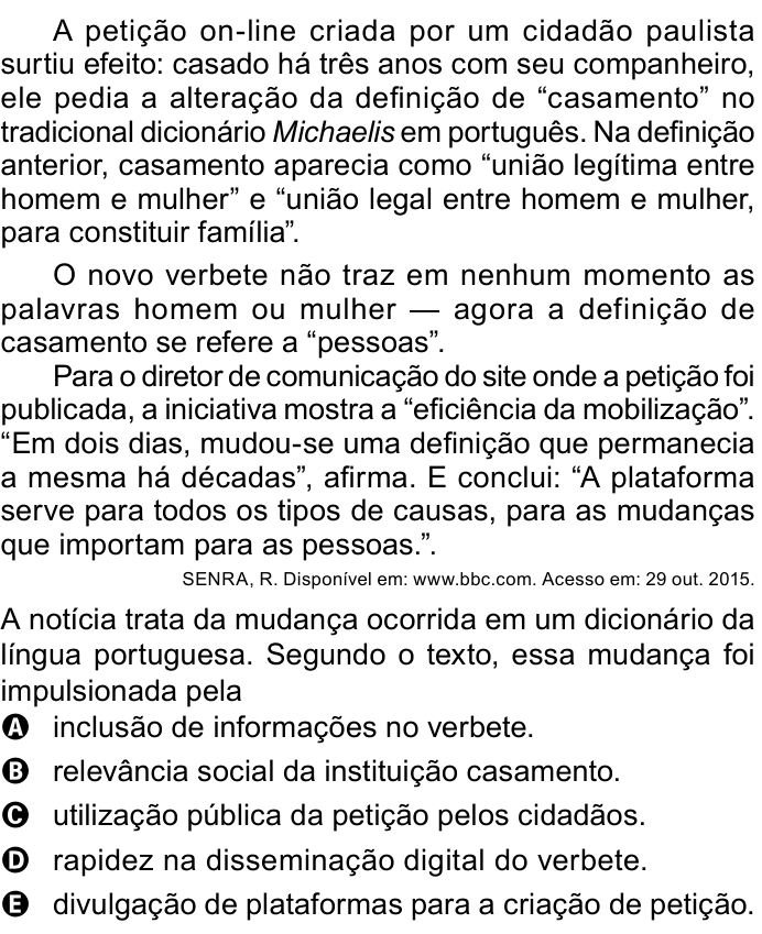 Questão 39 no caderno Azul do ENEM 2023