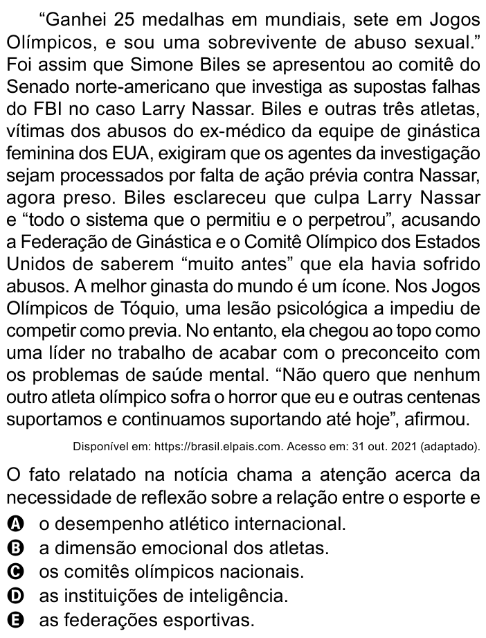 Questão 41 no caderno Azul do ENEM 2023