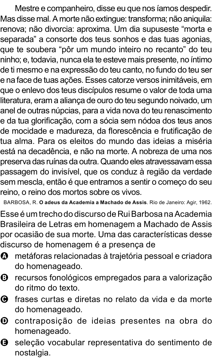 Questão 43 no caderno Azul do ENEM 2023