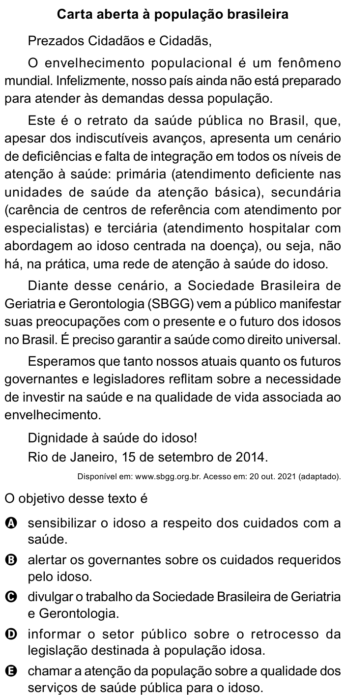 Questão 45 no caderno Azul do ENEM 2023