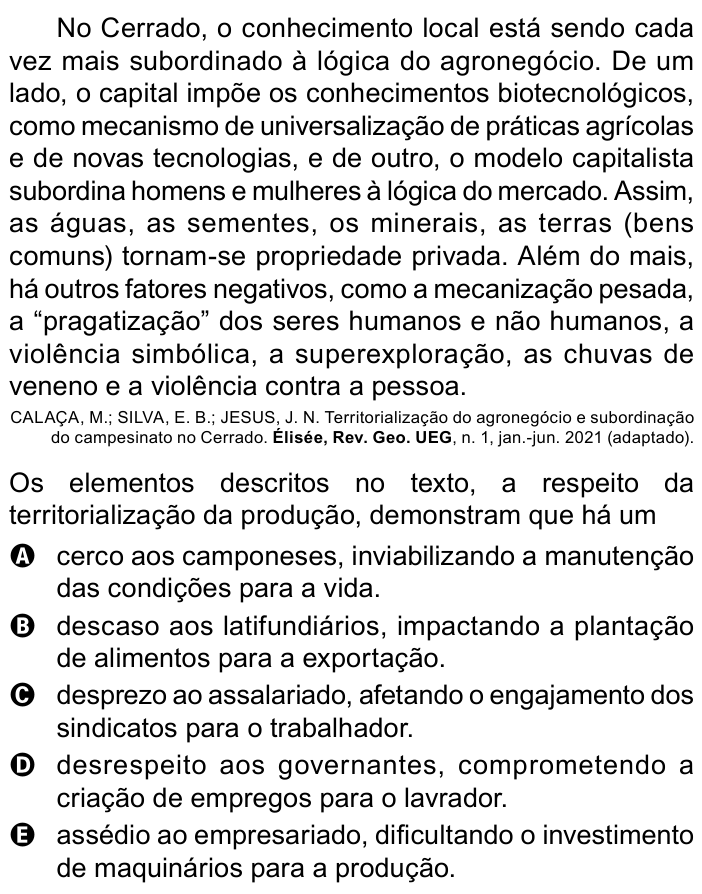 Questão 48 no caderno Azul do ENEM 2023