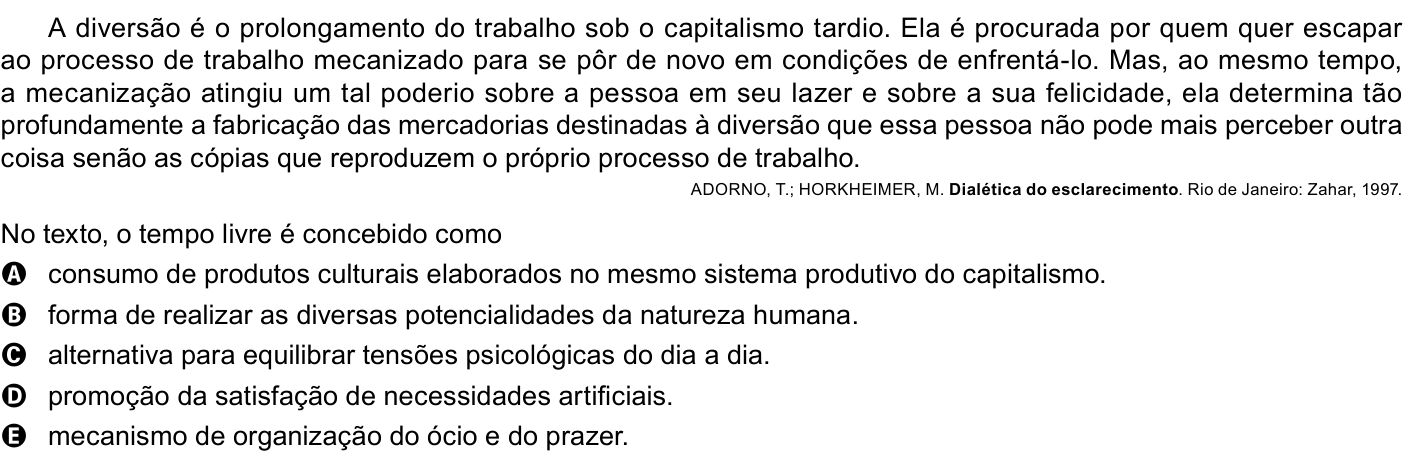 Questão 55 no caderno Azul do ENEM 2023