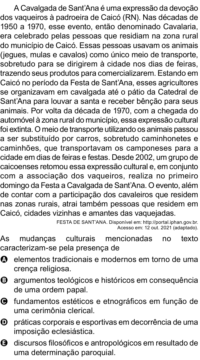 Questão 58 no caderno Azul do ENEM 2023