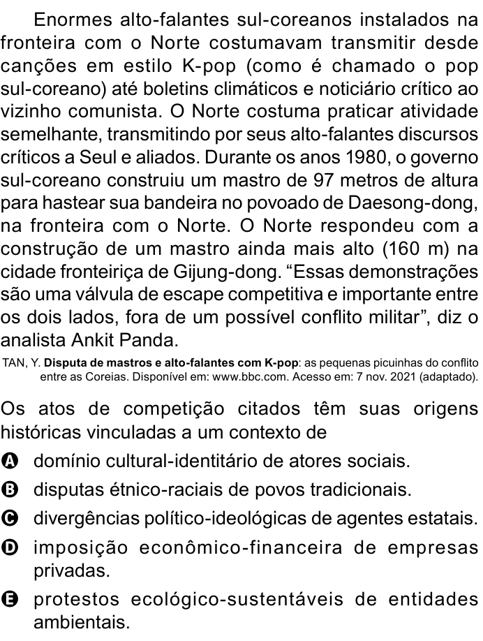 Questão 62 no caderno Azul do ENEM 2023