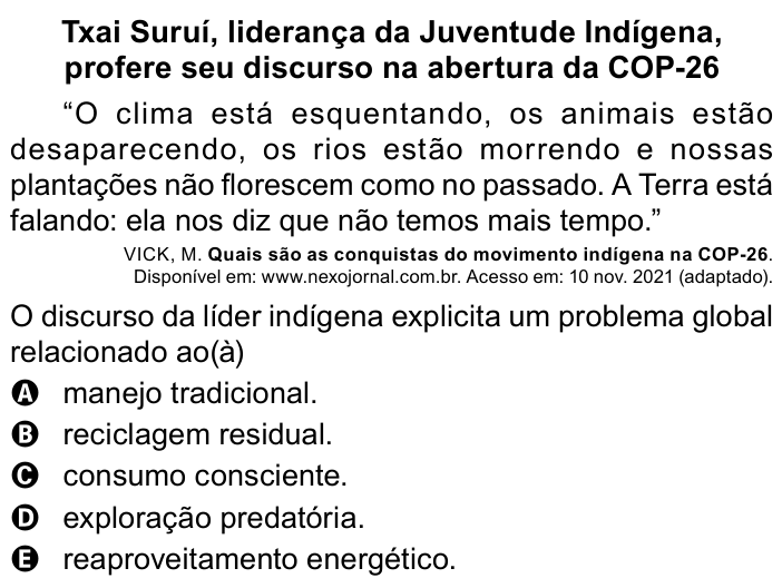 Questão 64 no caderno Azul do ENEM 2023