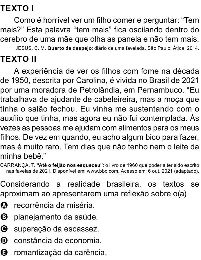 Questão 66 no caderno Azul do ENEM 2023