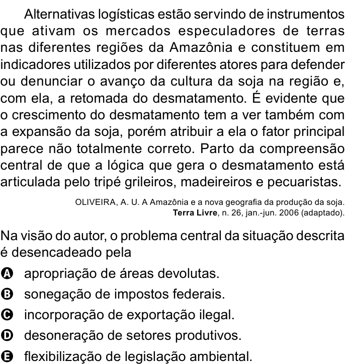 Questão 71 no caderno Azul do ENEM 2023