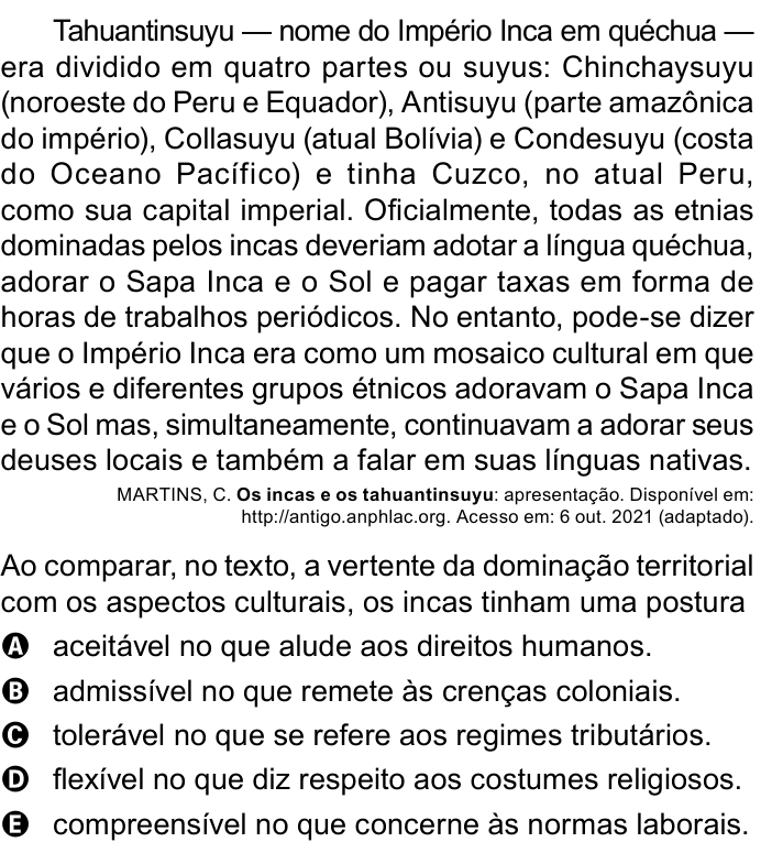 Questão 74 no caderno Azul do ENEM 2023