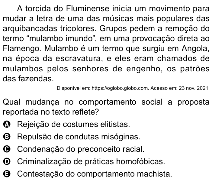 Questão 75 no caderno Azul do ENEM 2023