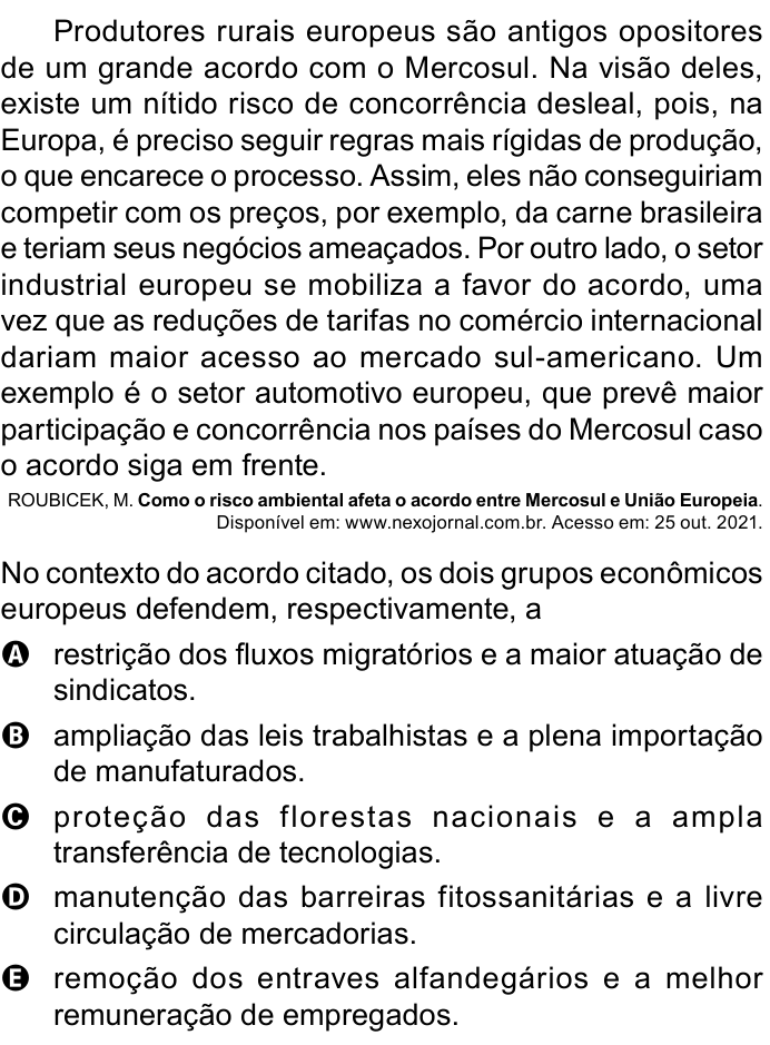Questão 85 no caderno Azul do ENEM 2023