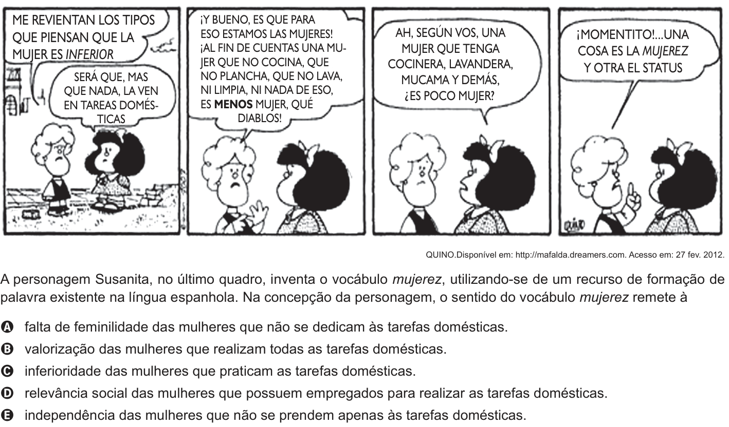 Questão 94 no caderno Azul do ENEM 2012