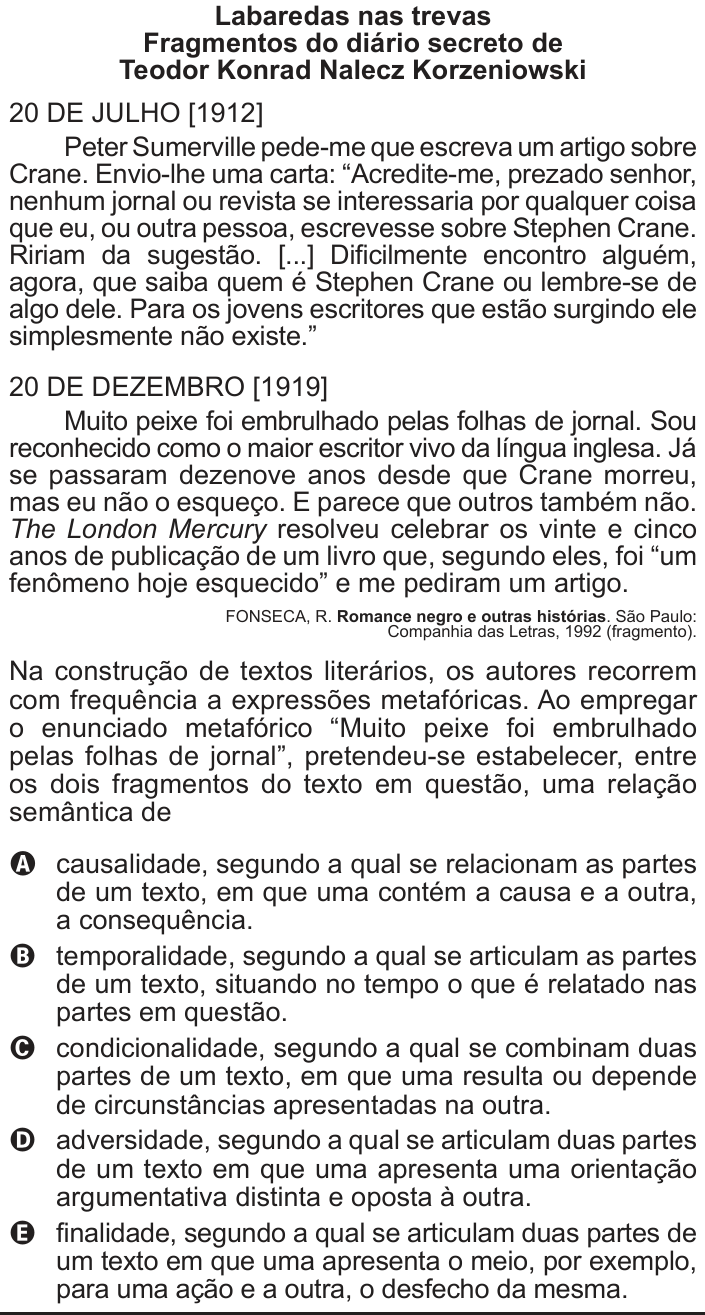 Questão 102 no caderno Azul do ENEM 2012