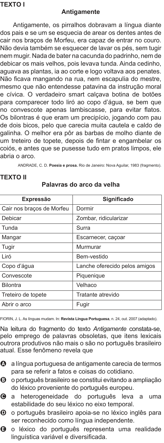 Questão 108 no caderno Azul do ENEM 2012