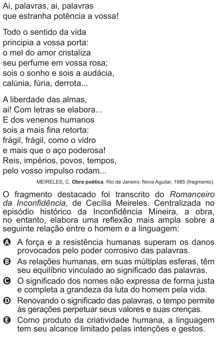 Questão 112 no caderno Azul do ENEM 2012