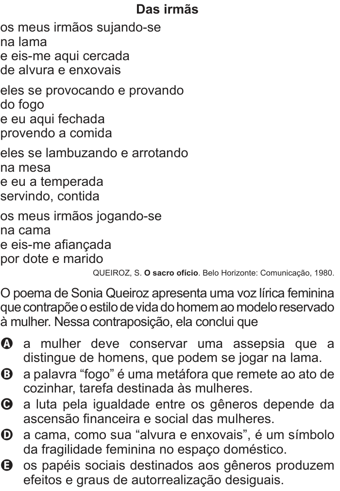 Questão 117 no caderno Azul do ENEM 2012