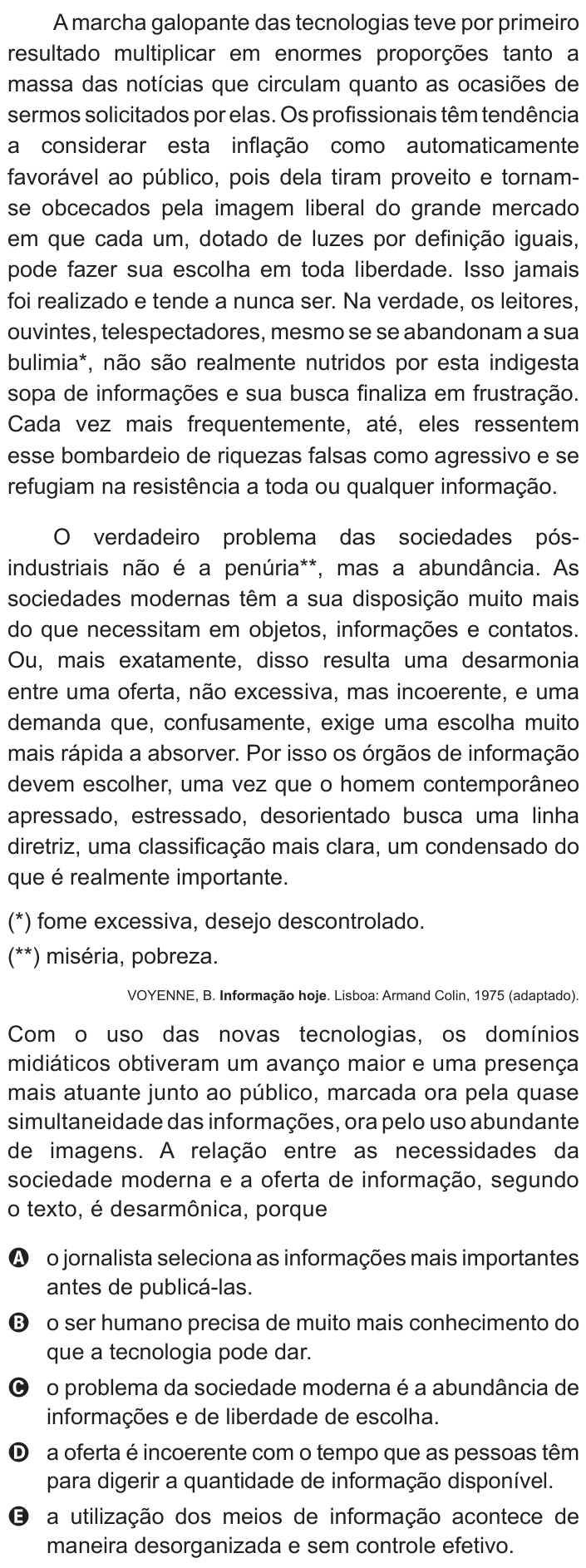 Questão 125 no caderno Azul do ENEM 2012