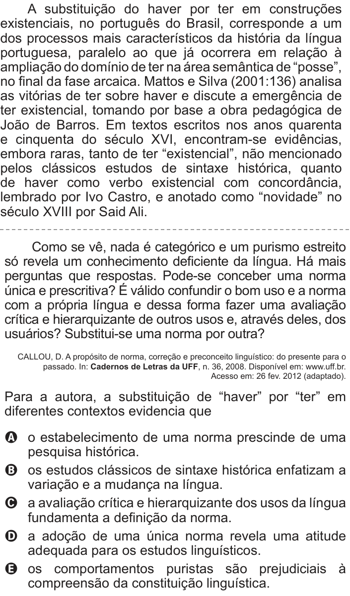 Questão 130 no caderno Azul do ENEM 2012