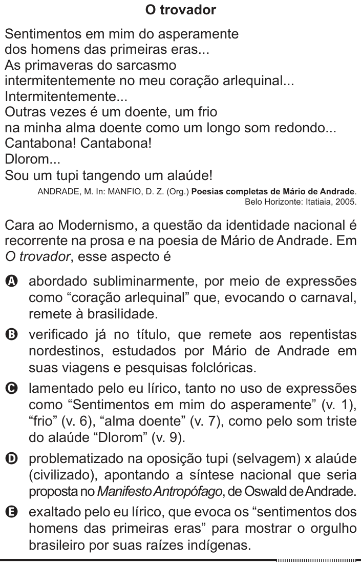Questão 135 no caderno Azul do ENEM 2012