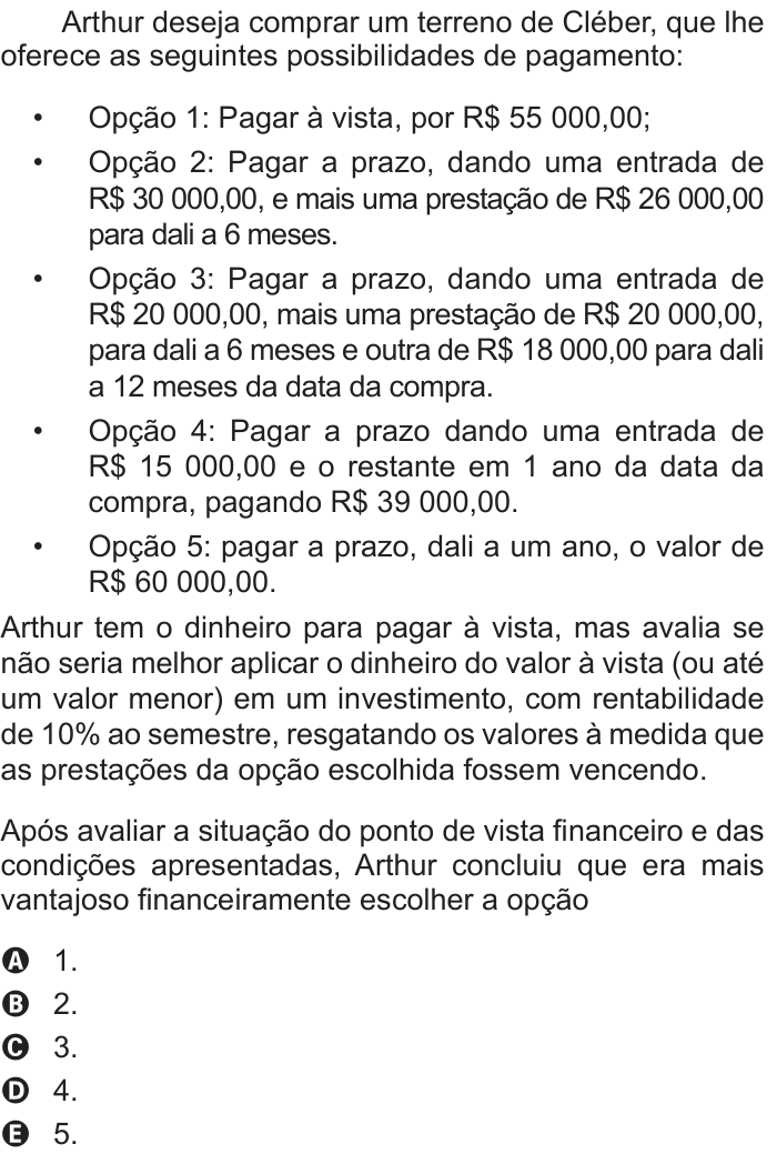 Questão 140 no caderno Azul do ENEM 2012