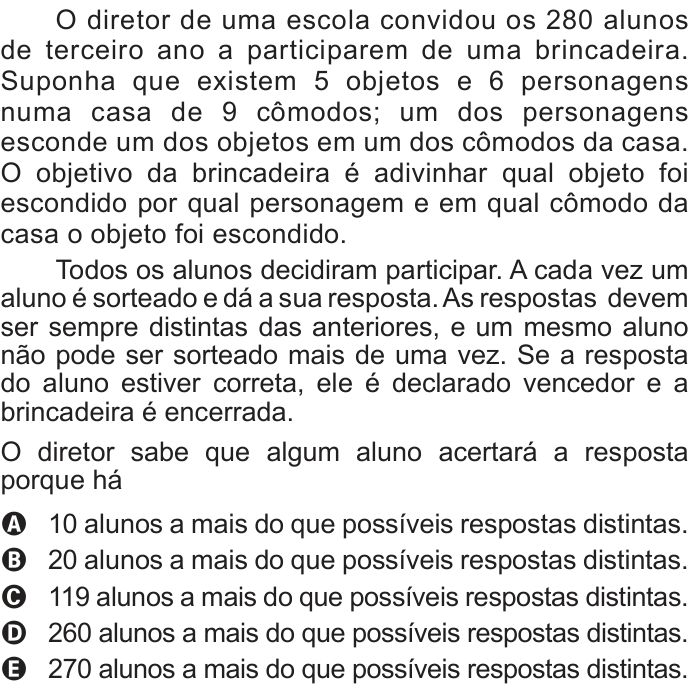 Questão 144 no caderno Azul do ENEM 2012