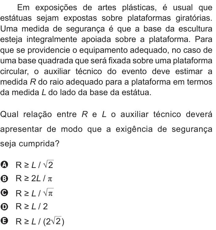 Questão 152 no caderno Azul do ENEM 2012