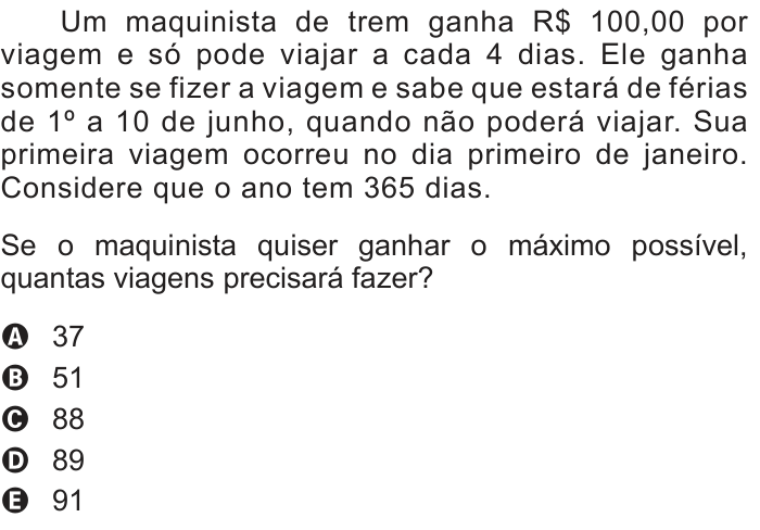 Questão 157 no caderno Azul do ENEM 2012