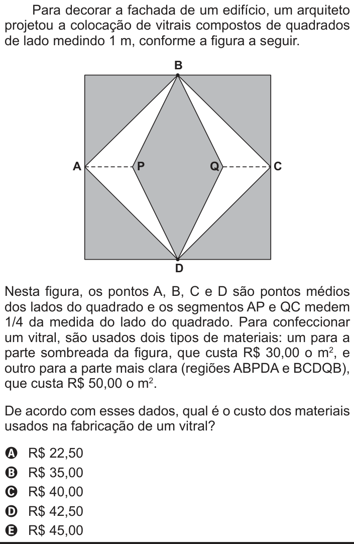 Questão 160 no caderno Azul do ENEM 2012