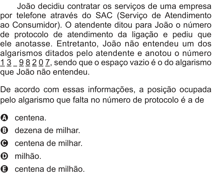 Questão 161 no caderno Azul do ENEM 2012