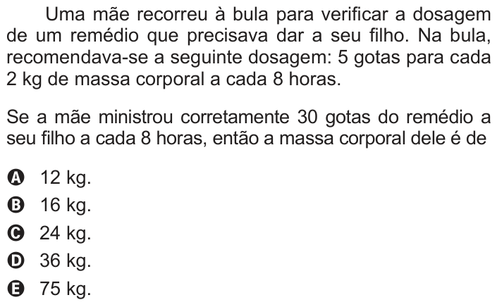 Questão 164 no caderno Azul do ENEM 2012