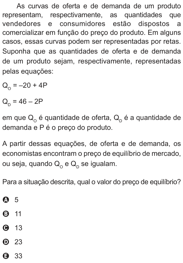 Questão 166 no caderno Azul do ENEM 2012