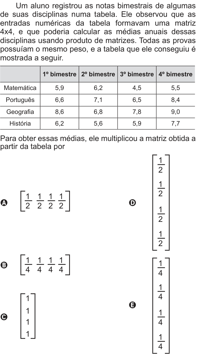 Questão 169 no caderno Azul do ENEM 2012