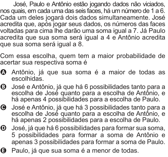 Questão 178 no caderno Azul do ENEM 2012