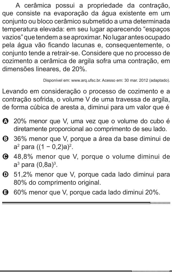 Questão 180 no caderno Azul do ENEM 2012