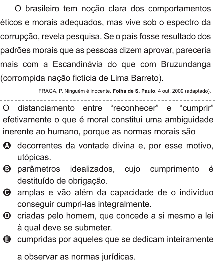 Questão 2 no caderno Azul do ENEM 2011