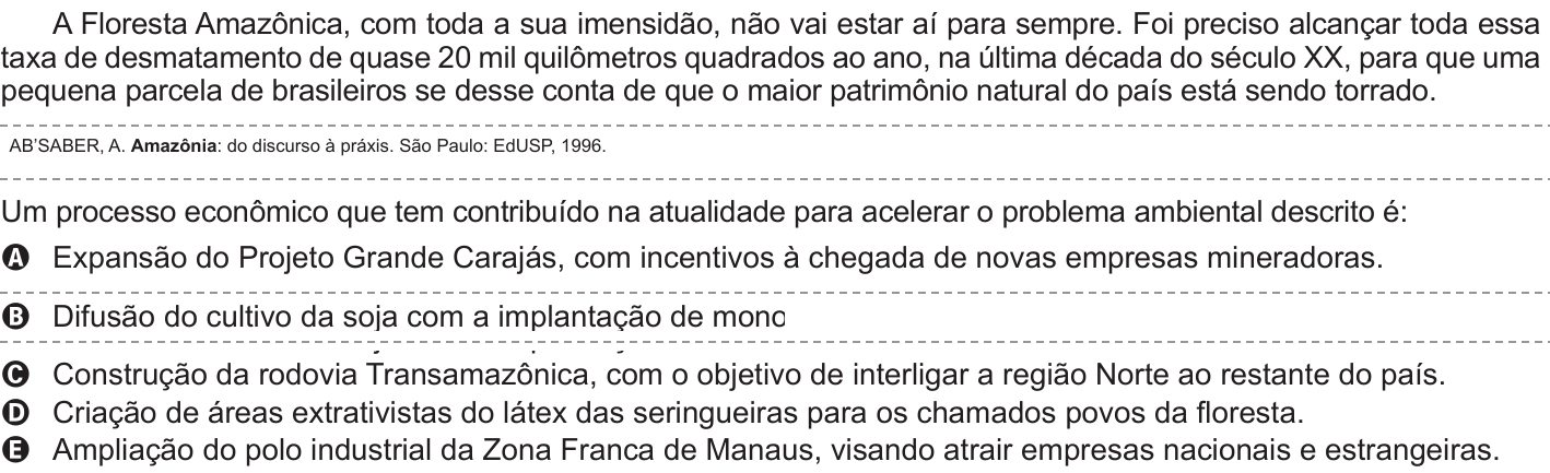 Questão 4 no caderno Azul do ENEM 2011
