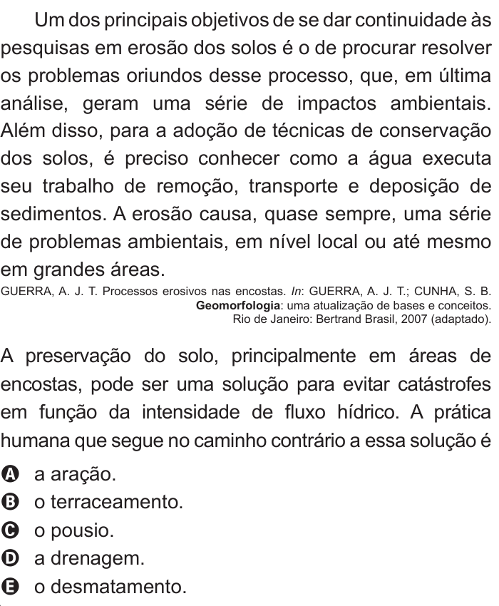 Questão 8 no caderno Azul do ENEM 2011