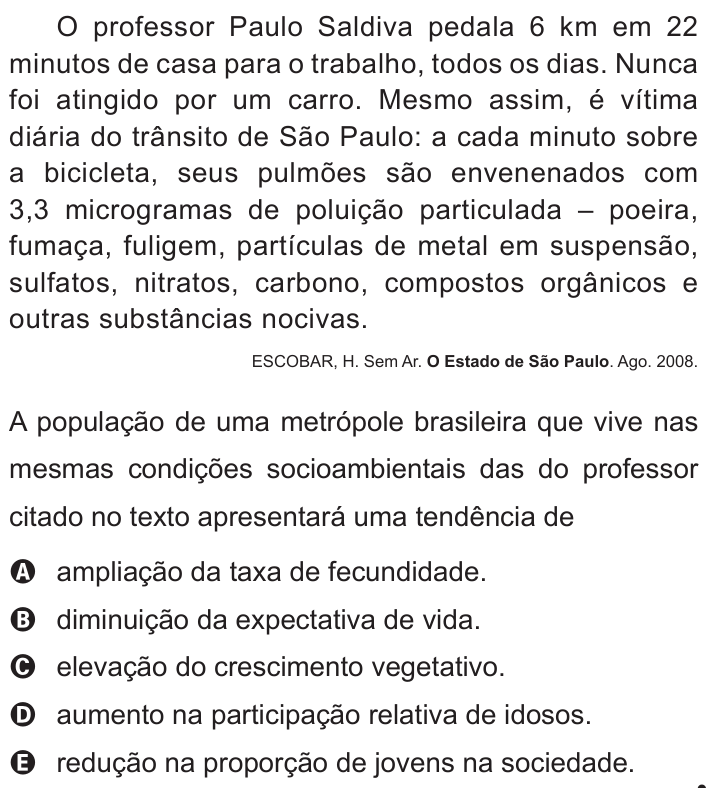 Questão 10 no caderno Azul do ENEM 2011